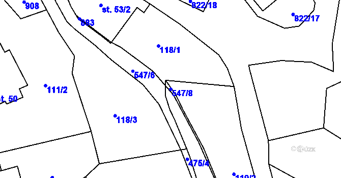 Parcela st. 547/8 v KÚ Horní Houžovec, Katastrální mapa