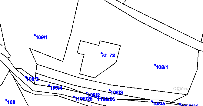 Parcela st. 78 v KÚ Knapovec, Katastrální mapa