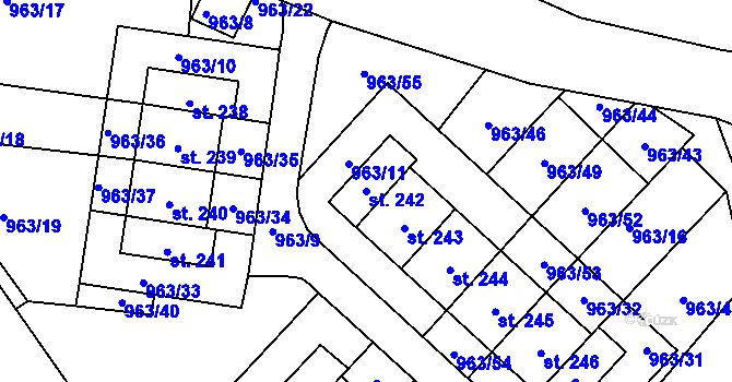 Parcela st. 242 v KÚ Knapovec, Katastrální mapa