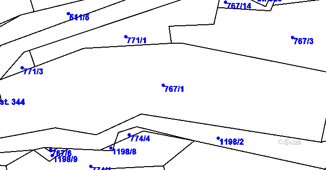 Parcela st. 767/1 v KÚ Knapovec, Katastrální mapa
