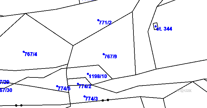 Parcela st. 767/9 v KÚ Knapovec, Katastrální mapa