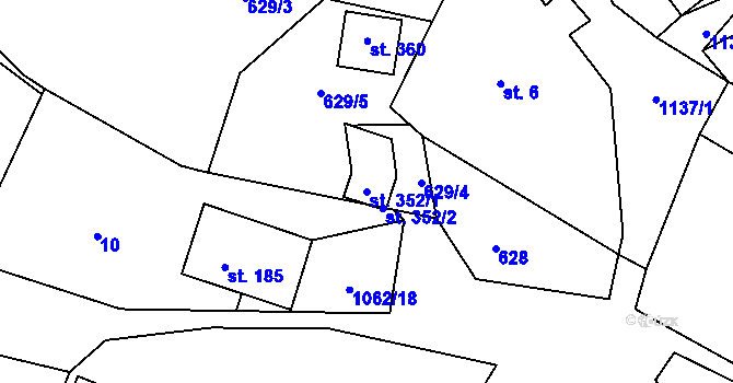 Parcela st. 352/1 v KÚ Knapovec, Katastrální mapa