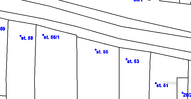 Parcela st. 55 v KÚ Kněždub, Katastrální mapa