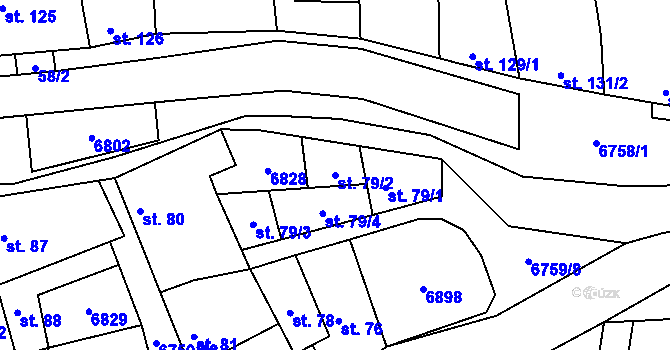 Parcela st. 79/2 v KÚ Kněždub, Katastrální mapa