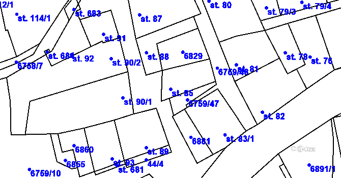 Parcela st. 85 v KÚ Kněždub, Katastrální mapa