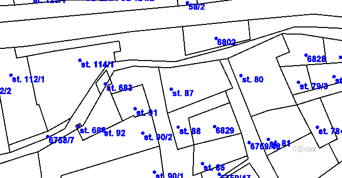 Parcela st. 87 v KÚ Kněždub, Katastrální mapa
