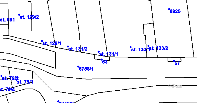 Parcela st. 131/1 v KÚ Kněždub, Katastrální mapa