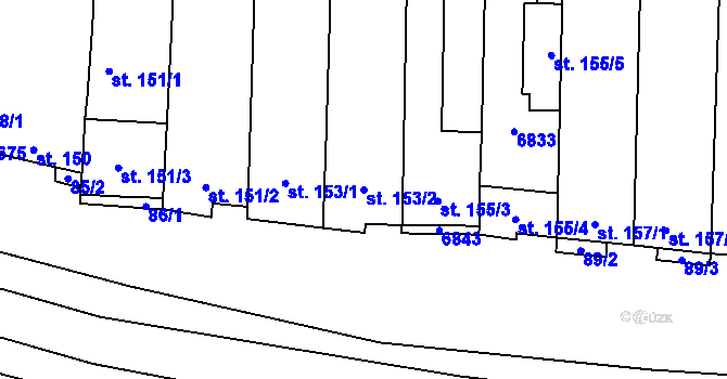 Parcela st. 153/2 v KÚ Kněždub, Katastrální mapa