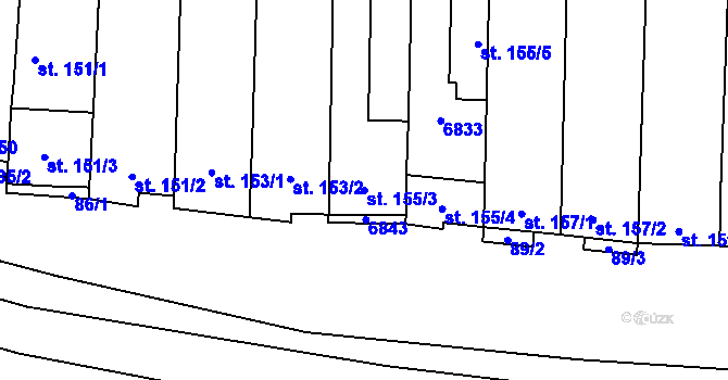 Parcela st. 155/3 v KÚ Kněždub, Katastrální mapa