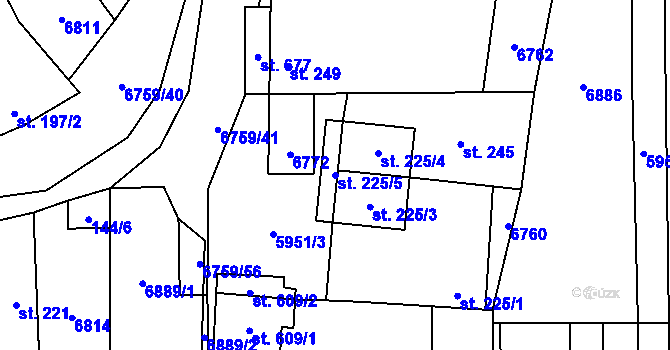Parcela st. 225/5 v KÚ Kněždub, Katastrální mapa
