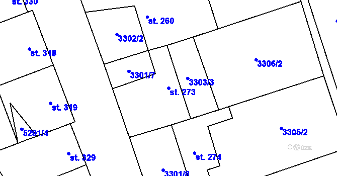 Parcela st. 273 v KÚ Kněždub, Katastrální mapa