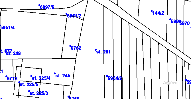 Parcela st. 281 v KÚ Kněždub, Katastrální mapa