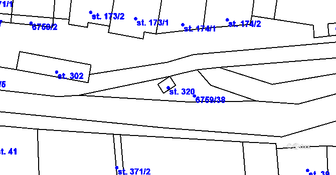 Parcela st. 320 v KÚ Kněždub, Katastrální mapa