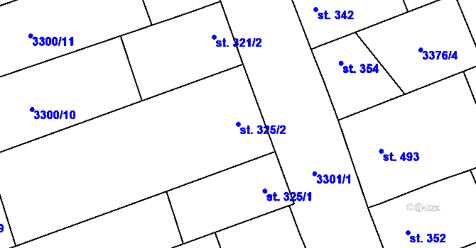 Parcela st. 325/2 v KÚ Kněždub, Katastrální mapa