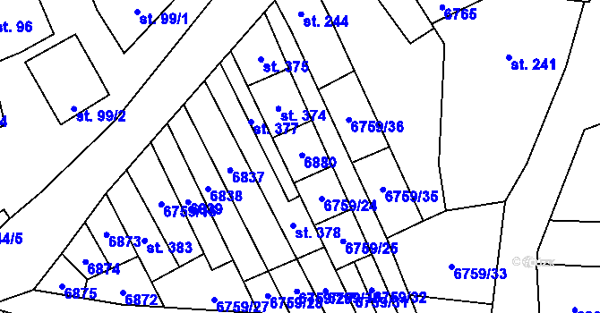 Parcela st. 376 v KÚ Kněždub, Katastrální mapa