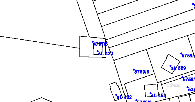 Parcela st. 423 v KÚ Kněždub, Katastrální mapa