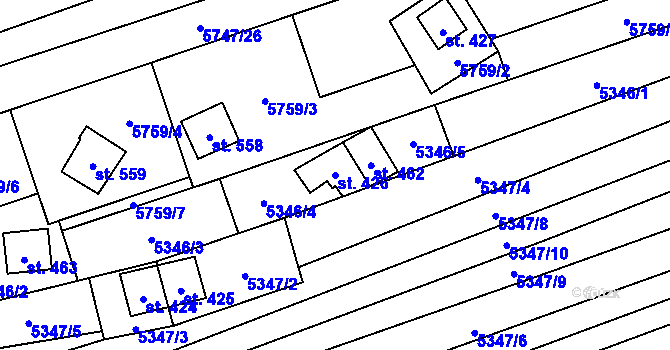 Parcela st. 426 v KÚ Kněždub, Katastrální mapa