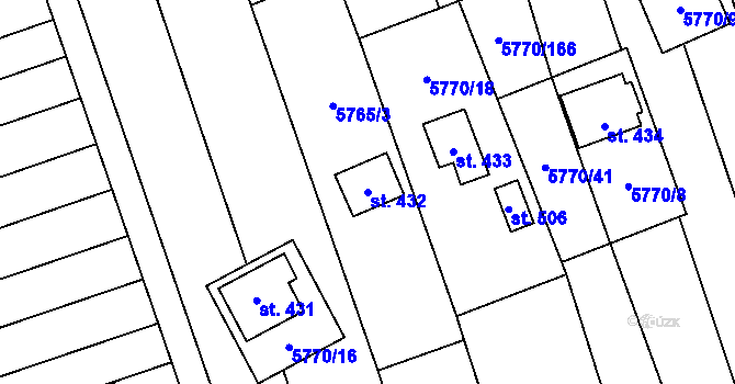Parcela st. 432 v KÚ Kněždub, Katastrální mapa