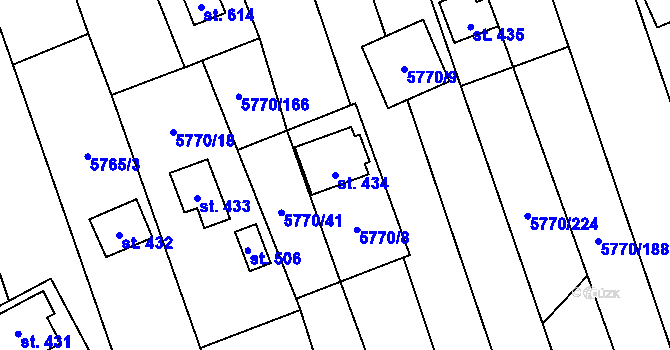 Parcela st. 434 v KÚ Kněždub, Katastrální mapa