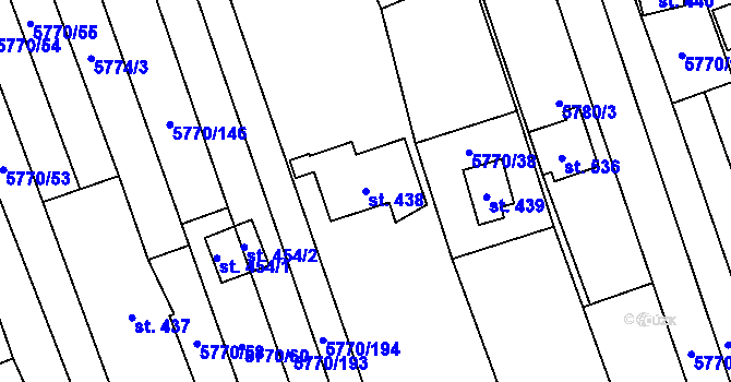 Parcela st. 438 v KÚ Kněždub, Katastrální mapa