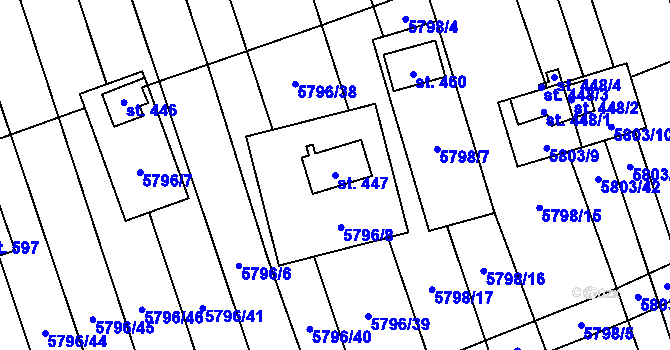 Parcela st. 447 v KÚ Kněždub, Katastrální mapa