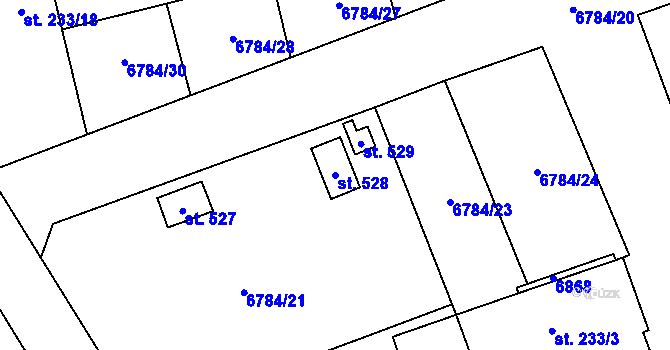 Parcela st. 528 v KÚ Kněždub, Katastrální mapa