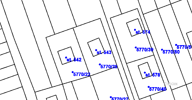 Parcela st. 543 v KÚ Kněždub, Katastrální mapa