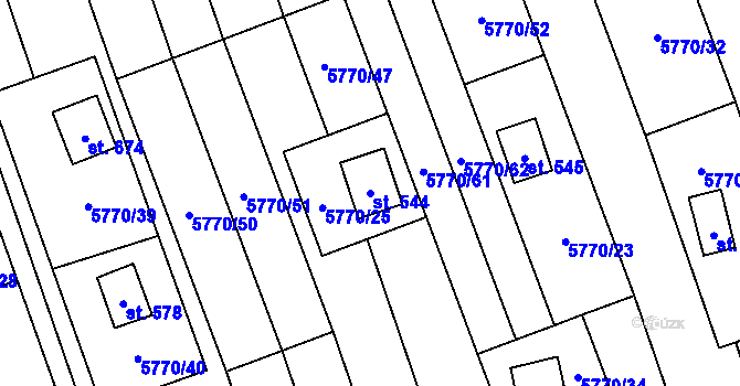 Parcela st. 544 v KÚ Kněždub, Katastrální mapa
