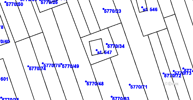 Parcela st. 547 v KÚ Kněždub, Katastrální mapa