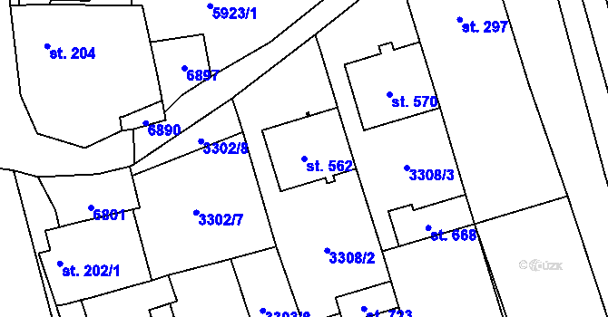 Parcela st. 562 v KÚ Kněždub, Katastrální mapa