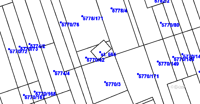 Parcela st. 564 v KÚ Kněždub, Katastrální mapa