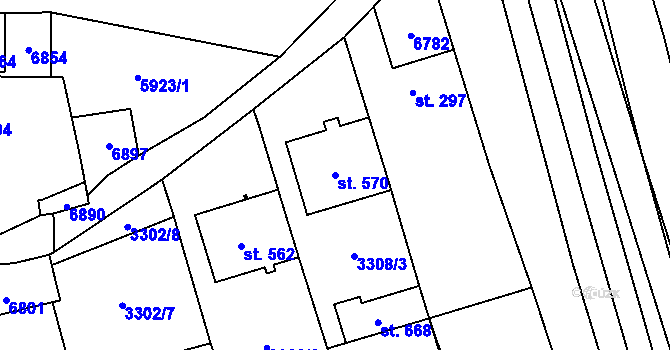 Parcela st. 570 v KÚ Kněždub, Katastrální mapa