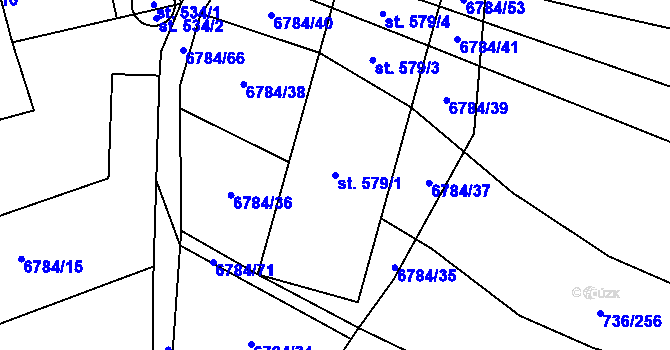 Parcela st. 579/1 v KÚ Kněždub, Katastrální mapa
