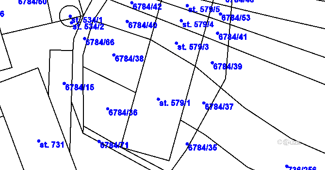 Parcela st. 579/2 v KÚ Kněždub, Katastrální mapa