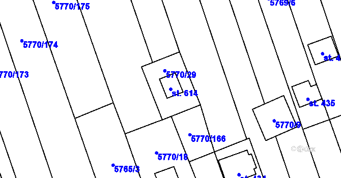 Parcela st. 614 v KÚ Kněždub, Katastrální mapa
