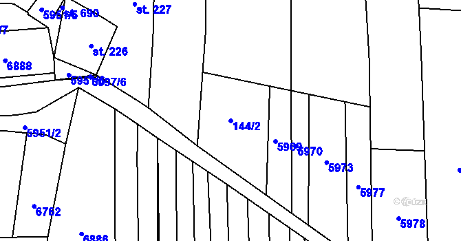 Parcela st. 144/2 v KÚ Kněždub, Katastrální mapa