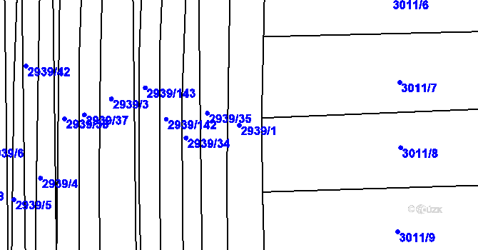 Parcela st. 2939/1 v KÚ Kněždub, Katastrální mapa