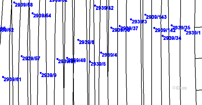 Parcela st. 2939/4 v KÚ Kněždub, Katastrální mapa
