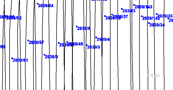 Parcela st. 2939/5 v KÚ Kněždub, Katastrální mapa