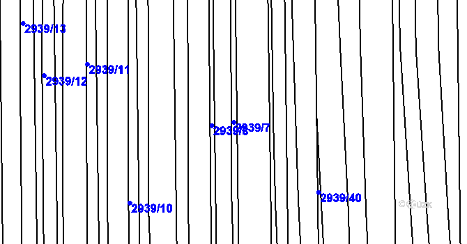 Parcela st. 2939/7 v KÚ Kněždub, Katastrální mapa