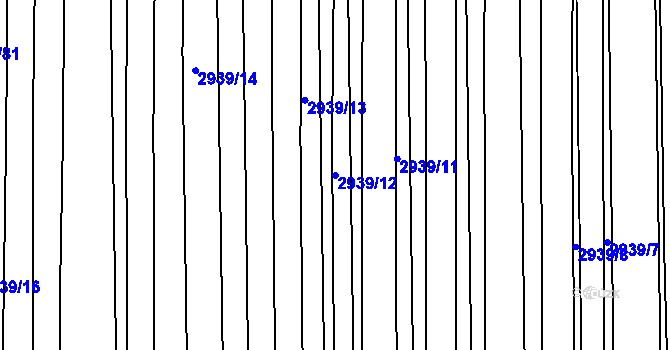 Parcela st. 2939/12 v KÚ Kněždub, Katastrální mapa
