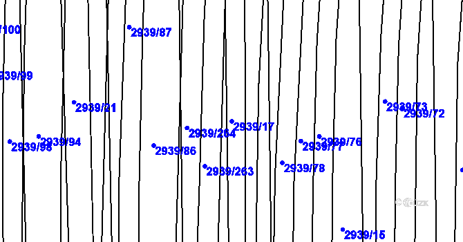 Parcela st. 2939/17 v KÚ Kněždub, Katastrální mapa