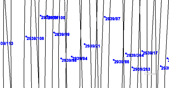 Parcela st. 2939/21 v KÚ Kněždub, Katastrální mapa