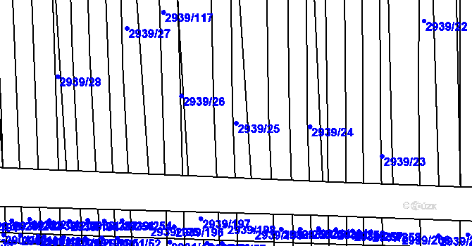 Parcela st. 2939/25 v KÚ Kněždub, Katastrální mapa