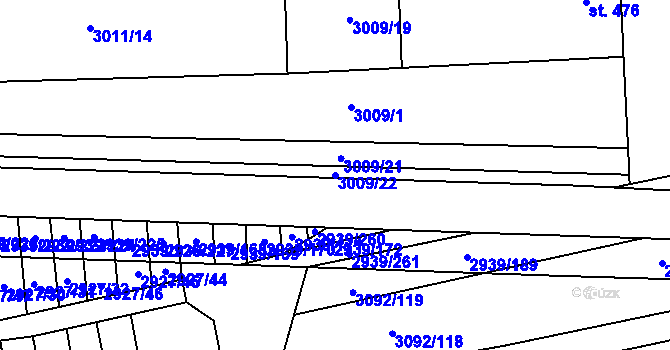 Parcela st. 3009/22 v KÚ Kněždub, Katastrální mapa