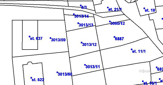 Parcela st. 3013/12 v KÚ Kněždub, Katastrální mapa