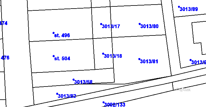 Parcela st. 3013/18 v KÚ Kněždub, Katastrální mapa
