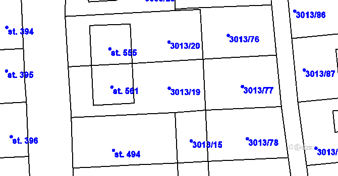 Parcela st. 3013/19 v KÚ Kněždub, Katastrální mapa