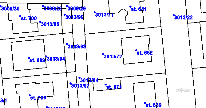 Parcela st. 3013/72 v KÚ Kněždub, Katastrální mapa