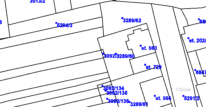 Parcela st. 3092/3 v KÚ Kněždub, Katastrální mapa